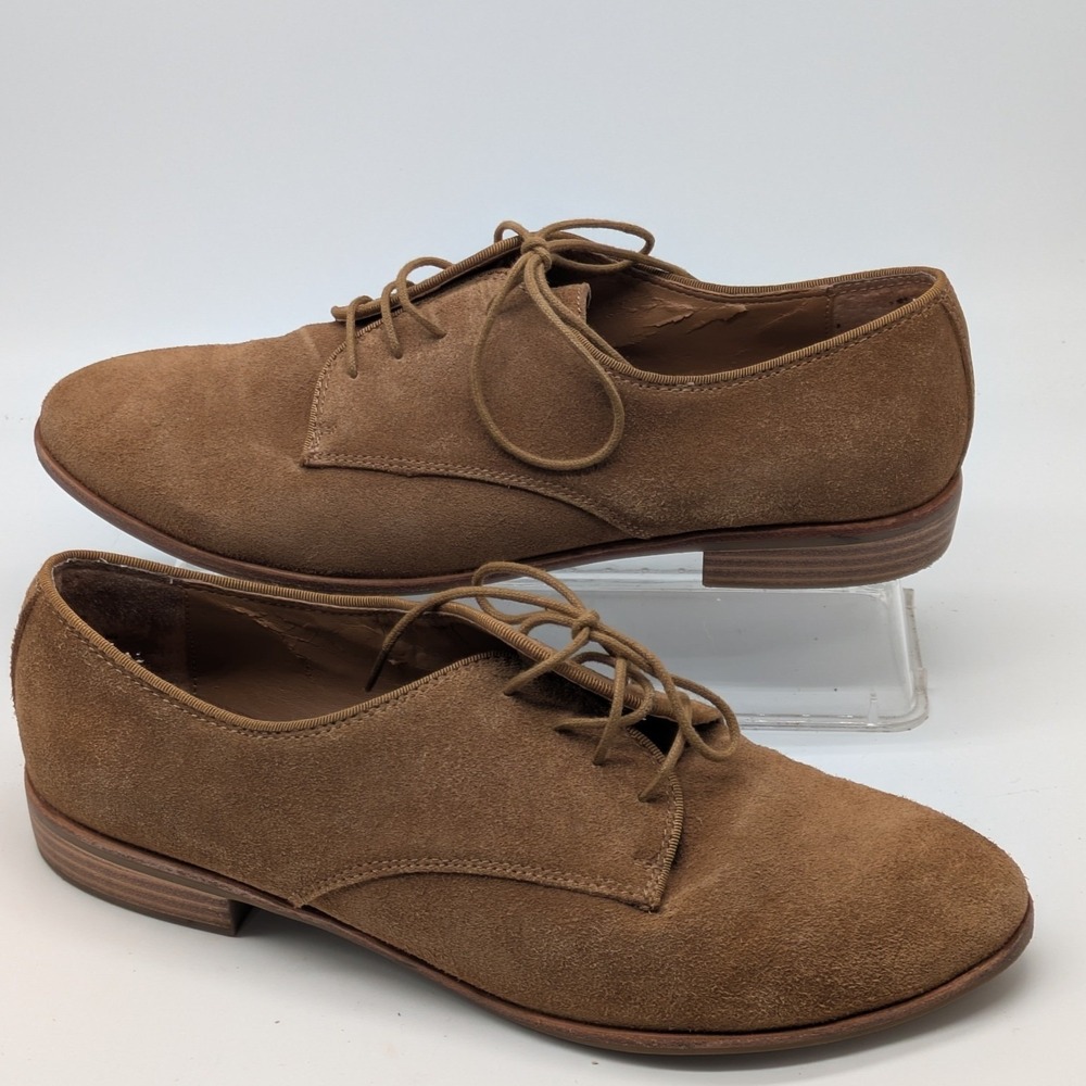 G.H. Bass Ella Women 8.5M Tan Suede Leather Oxford Lace Up Shoes Brown